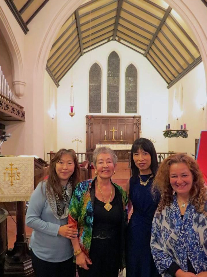 Sally Mosher with Gloria Cheng, Karen Tenaka, and Carolyn Yarnell (November 2015)