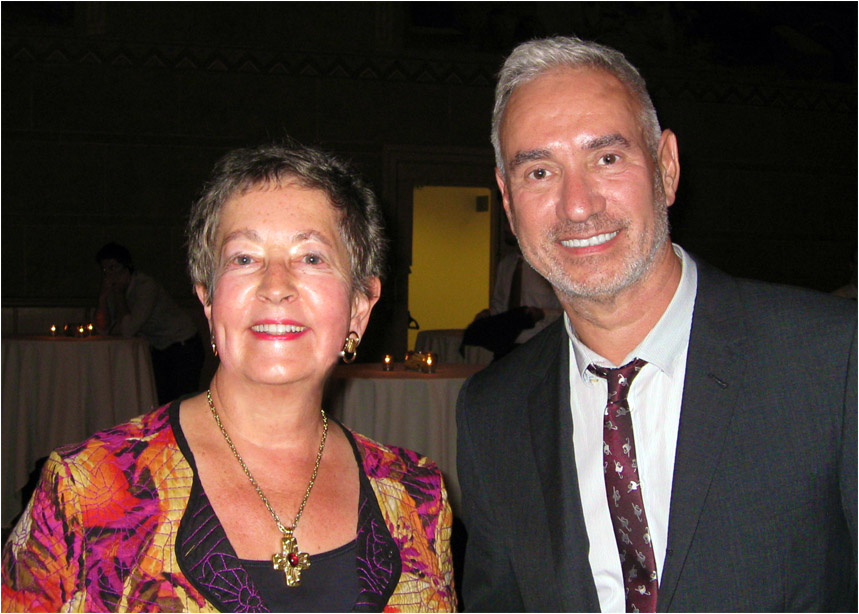 Sally Mosher and Roland Emmerich after they received Vero Nihil Verius awards at Concordia University